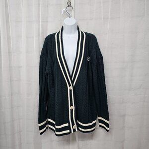 Pink Victoria's Secret Cardigan Green Collegiate Academia Preppy Crest XL
